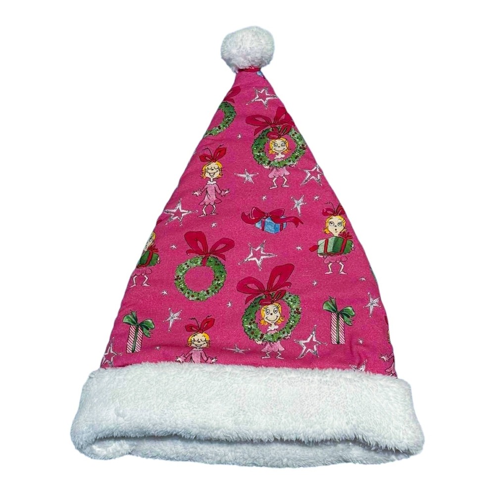 Posh Peanut Dr. Seuss Cindy Lou Who  Adult Pink Flannelette Poshmas Hat NEW